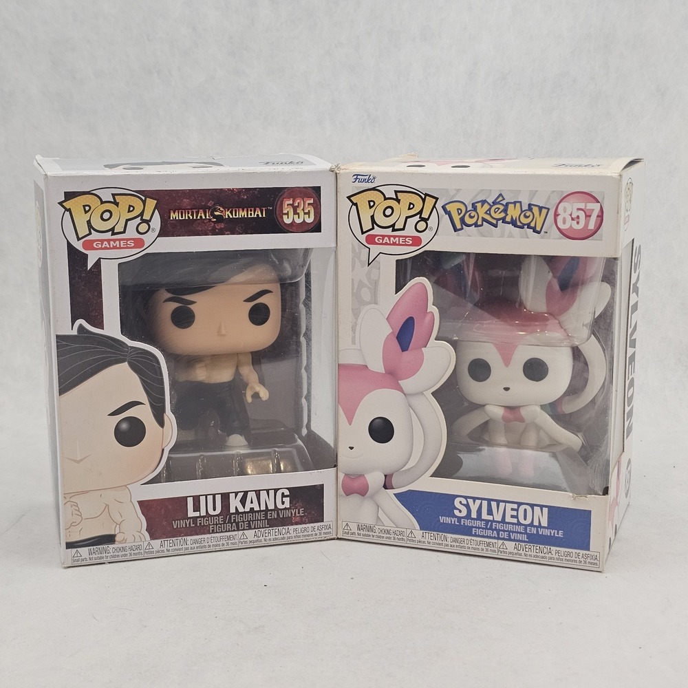 Funko Pop Games Liu Kang 535 & Pokemon Sylveon 857 Lot - Worn Boxes Figures Good
